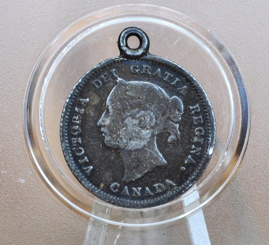 Genuine Antique Love Token J - Made From an 1800s Canadian Silver Dime - Beautiful Scroll Work, 1800s Love Token Sterling