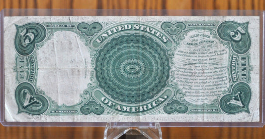 1907 5 Dollar United States Note, Woodchopper Note! Fr#91, XF Grade/Cond. 1907 Series Woodchopper 5 Dollar Bill Large Size 1907 Horseblanket