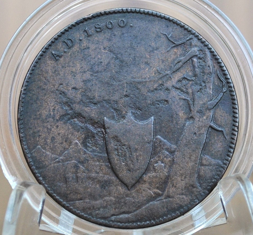 Rare 1800 Irish Halfpenny Token - High Grade - R.W. Enniscorthy Condor Token 1800 AD - Wexford, Enniscorthy Halfpenny 1800