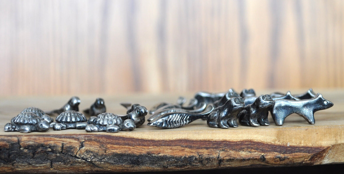 Set of 20 Antique Silver Animal Charms! Native American Sterling Charm Beads Animals Vintage Silver Charms Old, Heavy, 3.6 ounces Sterling