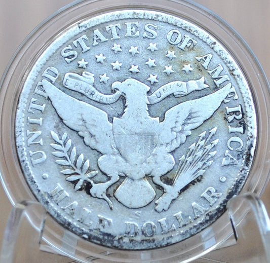 1905-S Barber Silver Half Dollar, Key Date - VG (Very Good) Grade/Condition, San Francisco Mint 1905S Half Dollar 1905 S Barber 50 Cent Coin
