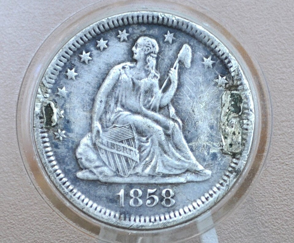 Genuine Antique Love Token, MAJ - Made From an 1858 Seated Liberty Quarter - Beautiful Scroll Work, 1800s Love Token Sterling