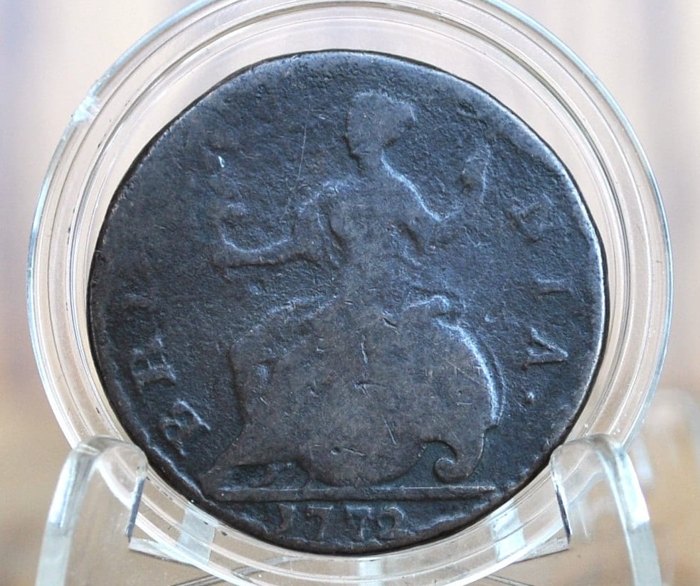 1772 UK Halfpenny - Great Details - 1772 Great Britain 1/2 Penny - Copper Half Penny 1772