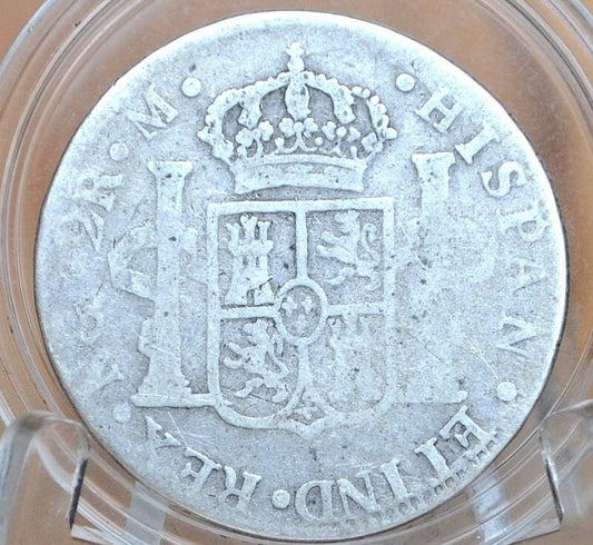1798 Spanish 2 Reales, Mexico, Silver - 1798 Spanish Silver Colonial Era Coin 1798 Two Reales - Pirate Coins