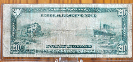 1914 20 Dollar Federal Reserve Note Large Size Fr#975 - VF (Very Fine), Nice Note - Philadelphia 1914 Twenty Dollar Bill 1914 Fr975 / Fr.975