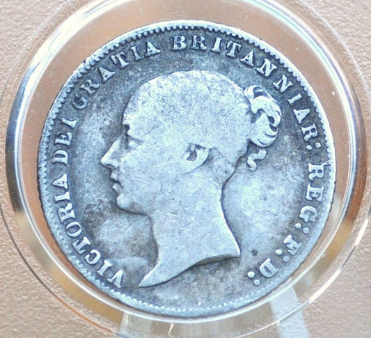 1866 Sixpence Great Britain Die 23 - Great Condition, Silver - Queen Victoria Young Head - Sterling Silver 6 Pence 1866 Six pence 1866