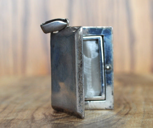 Antique Sterling Locket for Photographs - Simple Design, Clasp Closes Well - Antique Locket Pendent Silver