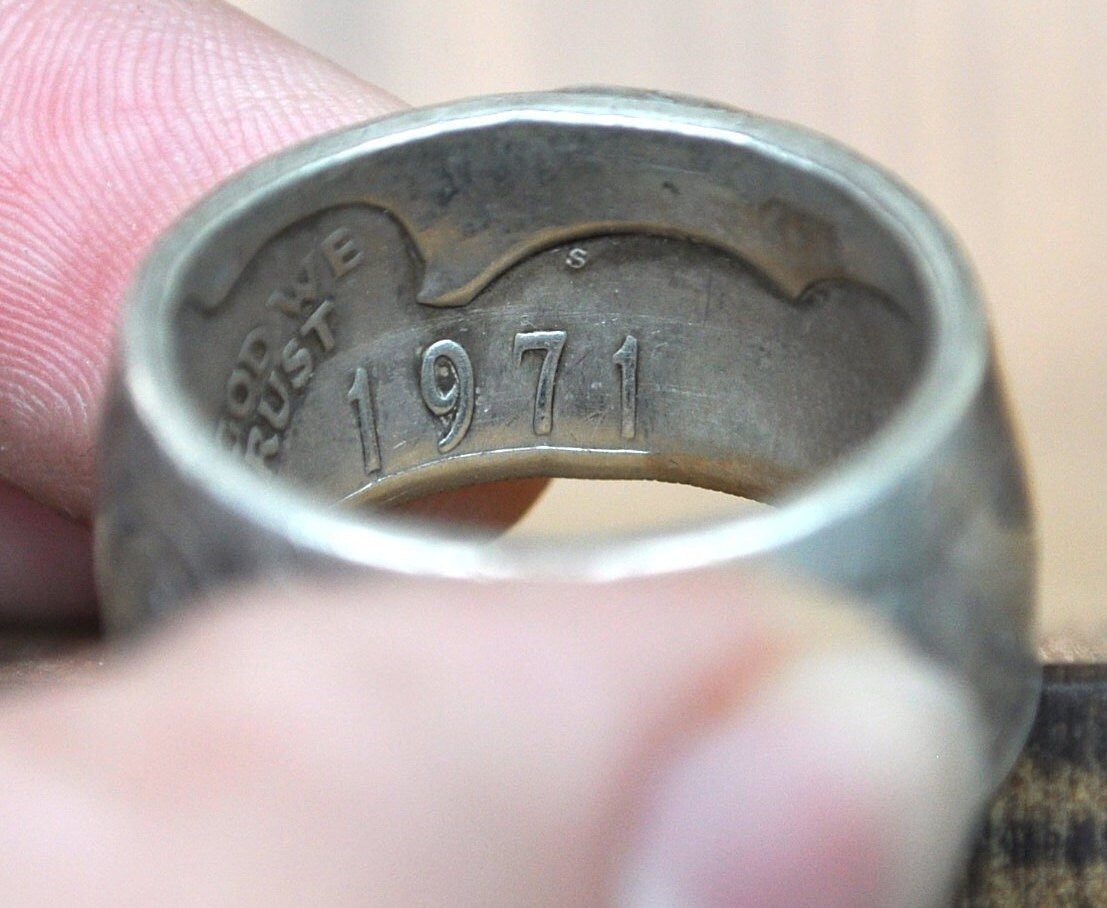 Silver Dollar Ring - Size 11 Ring Size 11 (20.6 MM Band) - Eisenhower Dollar Ring - Vintage Rings Silver