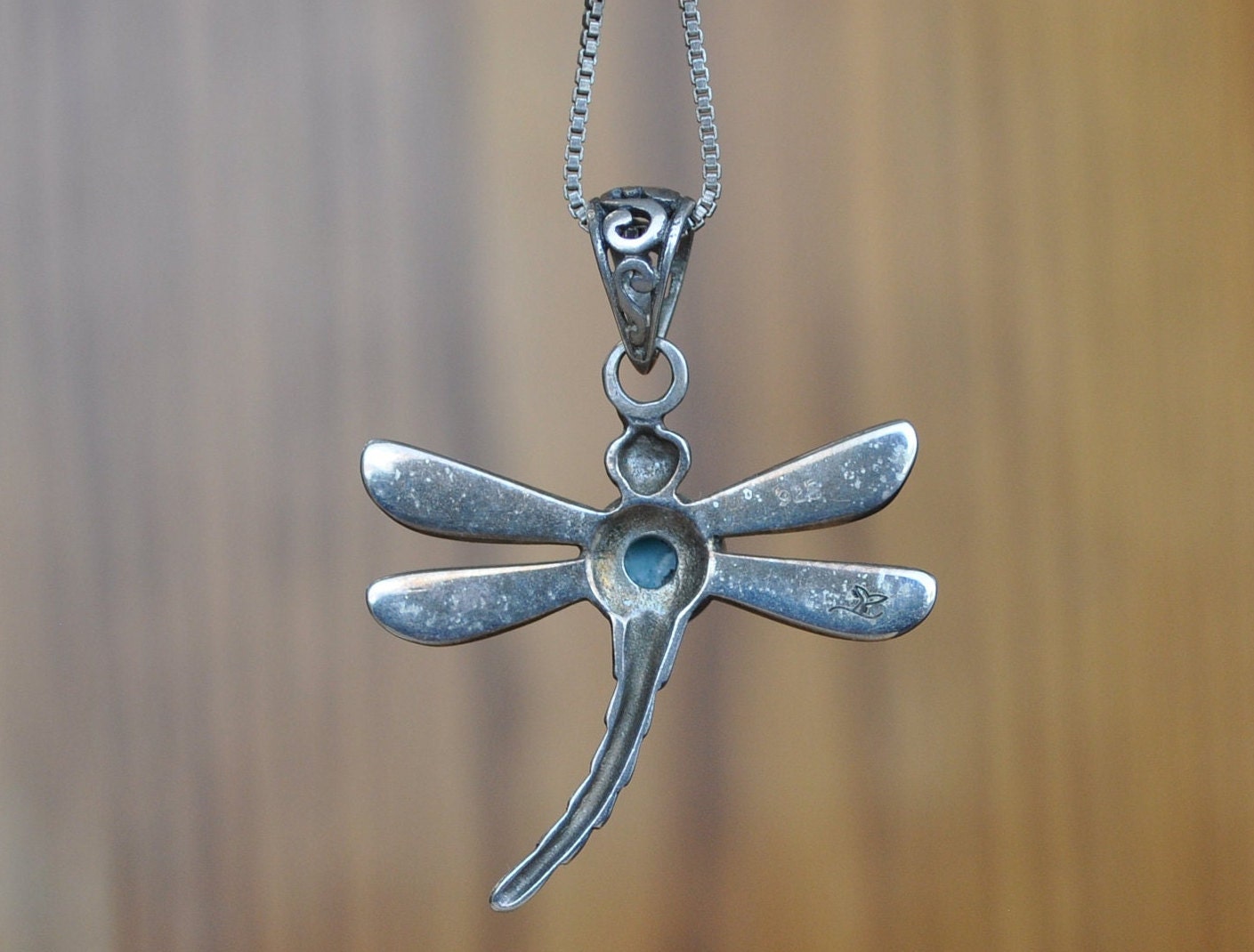Beautiful Vintage Sterling Silver Dragonfly Necklace - Vintage Dragonfly Pendent - Lovely Piece