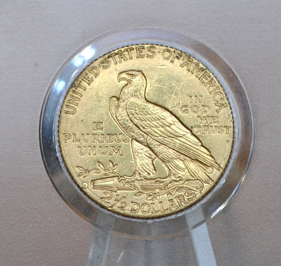 1914-D 2.5 Dollar Gold Coin - MS62, Uncirculated - 1914D Quarter Eagle Gold 1914D Indian Head Gold, Affordable Price, Historic Coin