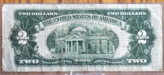 1953 STAR NOTE Red Seal 2 Dollar United States Note - VG/F (Very Good-Fine) Grade - 1953 Two Dollar U.S. Star Note 1953 Star Note Fr#1511*