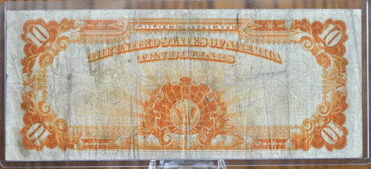 1907 10 Dollar Gold Certificate Fr#1171 - VF (Very Fine) - Rare 1907 Large Size Ten Dollar Gold Cert Fr Number 1171 Parker / Burke Signed