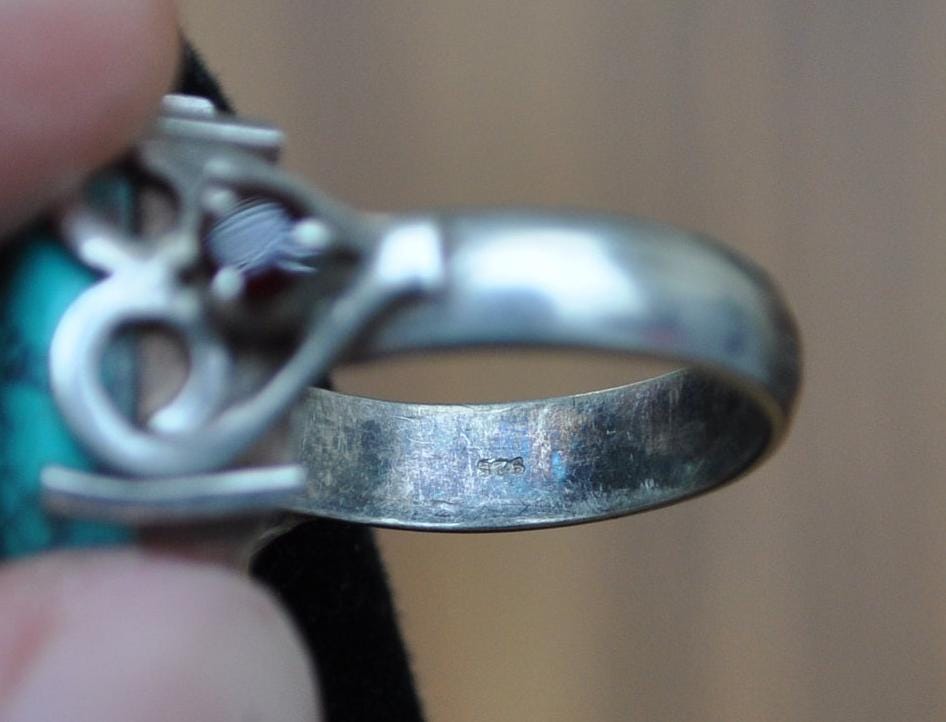 Beautiful Turquoise Color Stone Ring, 925 Silver, Size 7.5, Sterling Silver