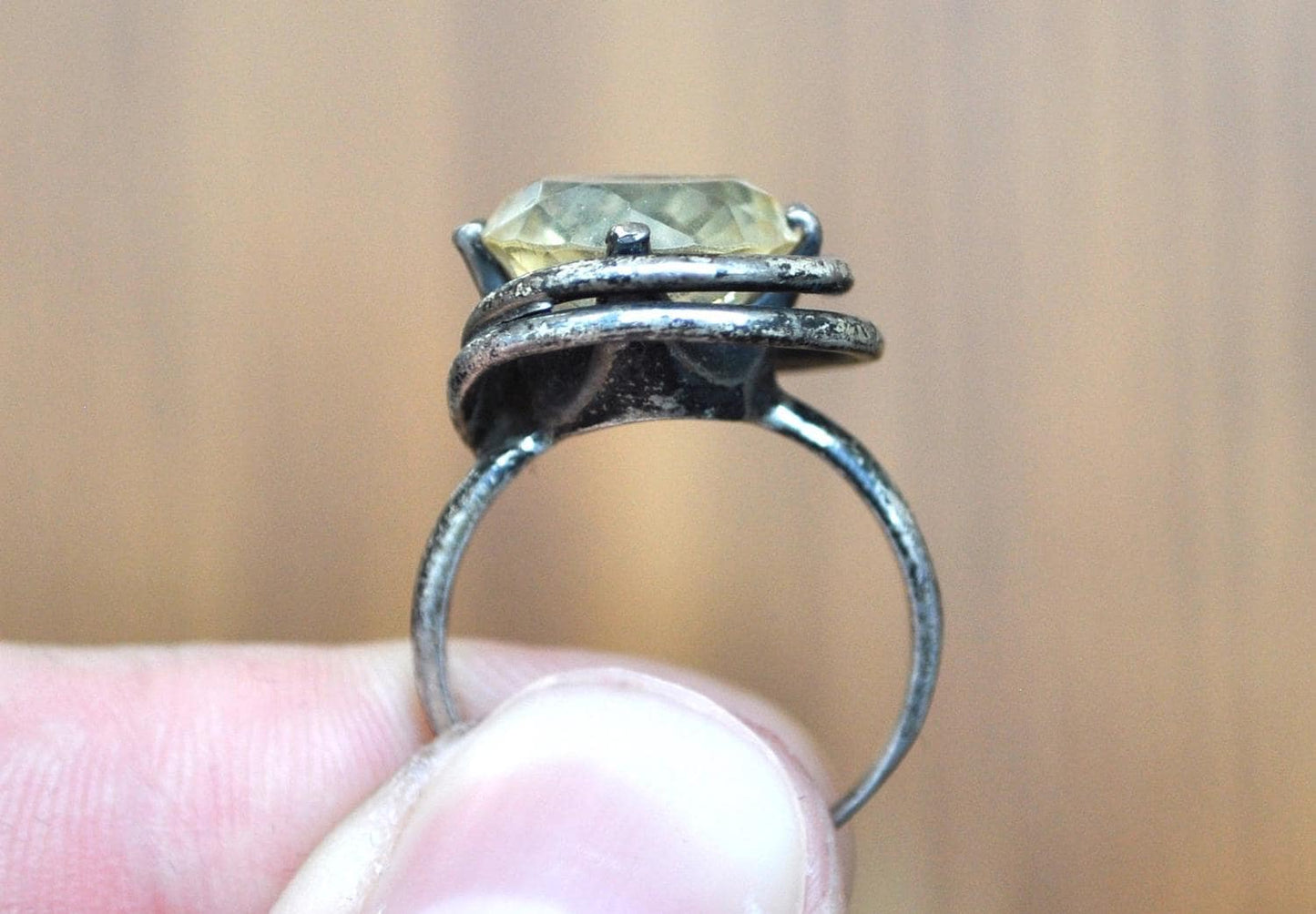 Vintage 925 Sterling Silver Clear Rock Crystal Quartz Ring, Size 6.5, Fantasy Rings, 925 Silver