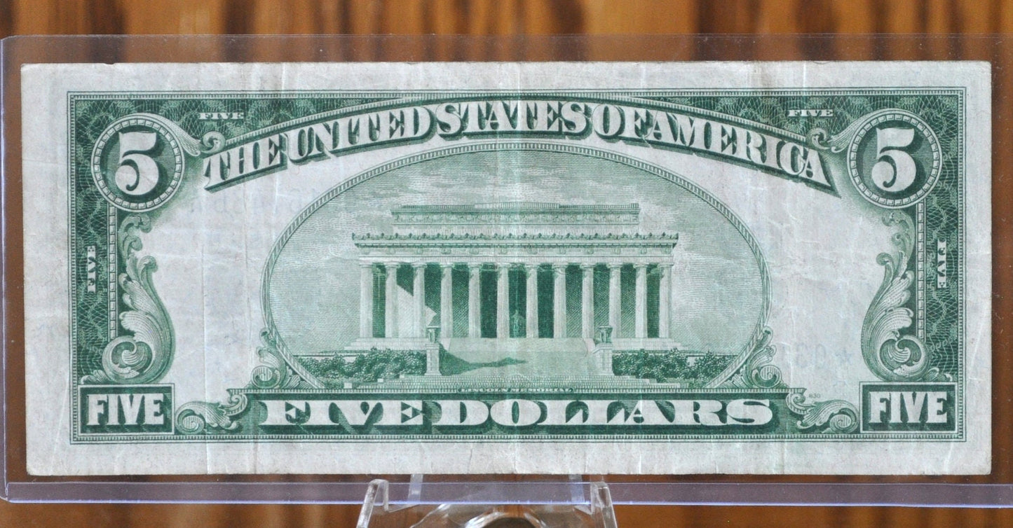 1934 5 Dollar Star Note Silver Certificate Star Note - VF+ Grade / Condition - 1934 Five Dollar Star Note 1934 Fr1650* / Fr#1650*