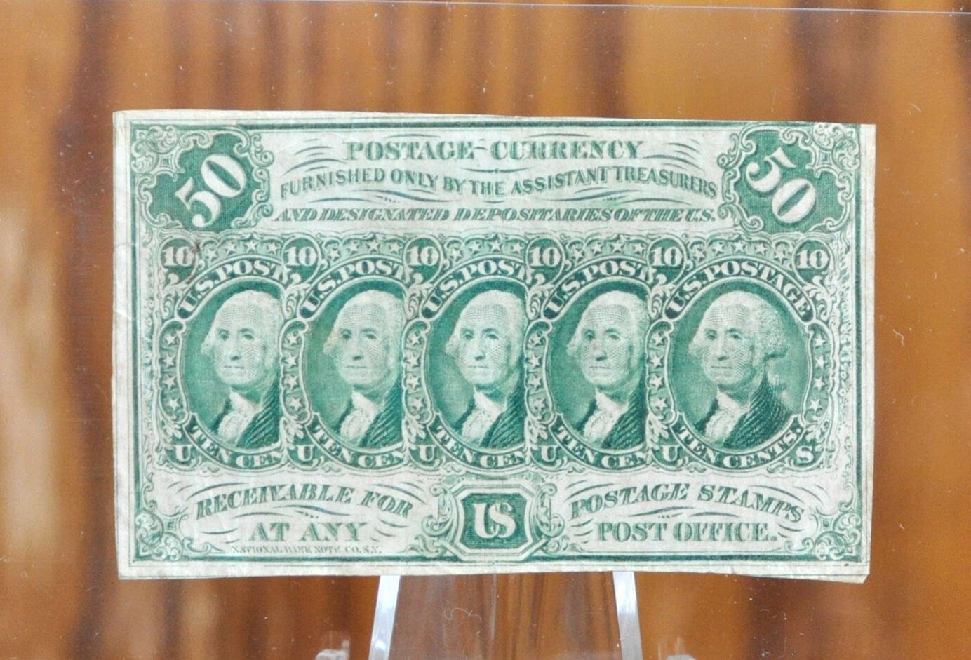 1st Issue 50 Cent Fractional Currency (Fr#1312) - AU Grade/Condition - Straight Edges with Monogram, First Issue Fractional Fifty Cents