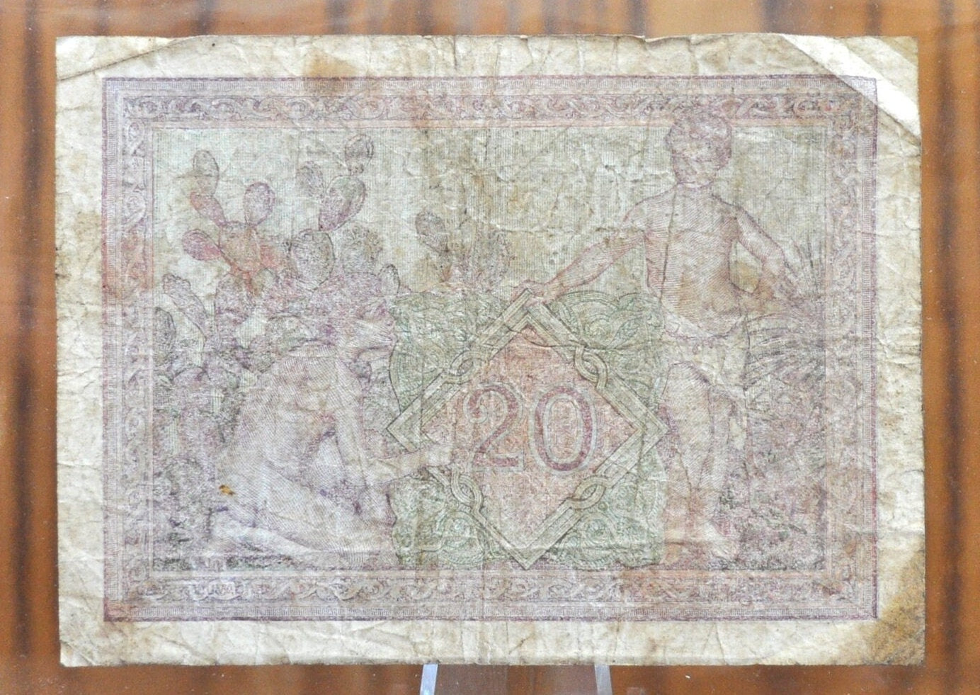 1943 Bank of Algeria 20 Franc Banknote - WWII Era Paper Money, Beautiful Design - Vingt Francs Banknote 1943, Banque De L'Algerie