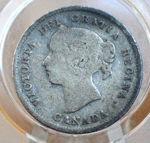 1892 Canadian Silver 5 Cent Coin - VG - Queen Victoria - Canada 5 Cent Sterling Silver 1892 Canada