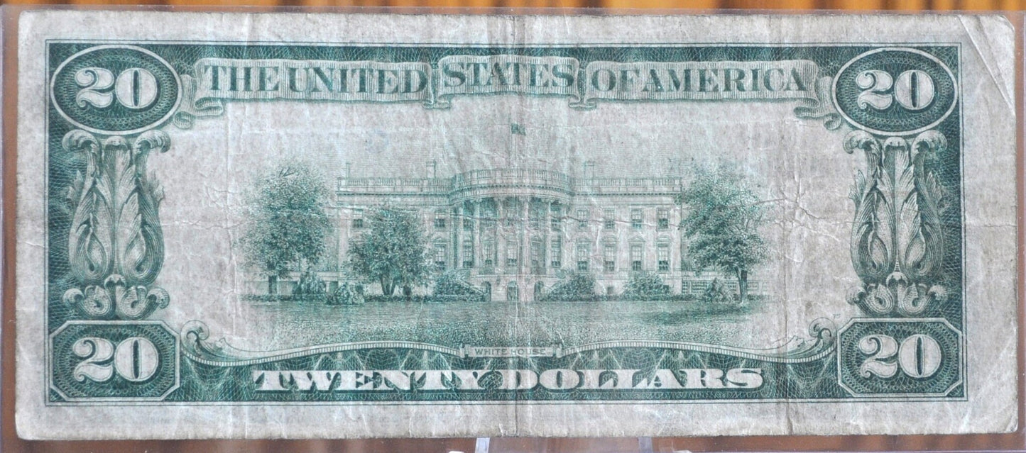 1929 20 Dollar National Currency Note Fr1870-G - F+ (Fine Plus) Chicago IL - 1929 A Twenty Dollar Note - Rarer Note - Fr#1870-G