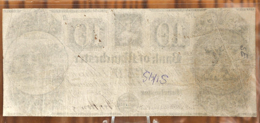 1837 Bank of Manchester 10 Dollar Paper Banknote - Michigan Safety Fund Issue - Michigan Obsolete Currency - 1837 Ten Dollar MI Banknote