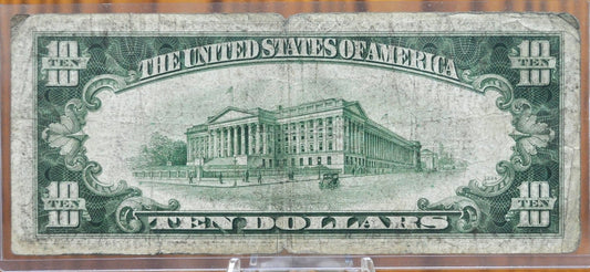 1934-C Star Note 10 Dollar Federal Reserve Note Star Note - VG - Green Seal 1934 Ten Dollar Star Note Fr#2008-A*