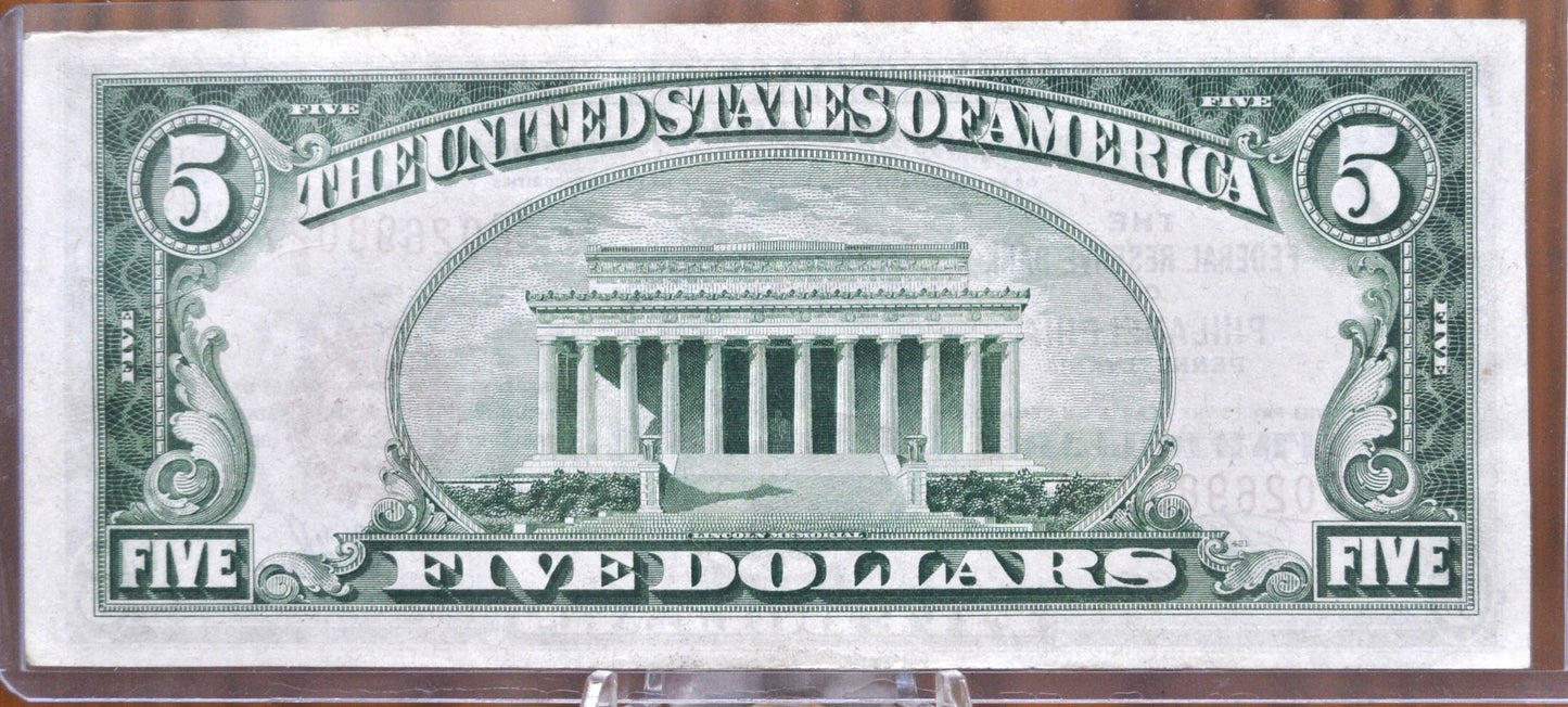 1929 5 Dollar National Currency Note Fr1850-C - Choice Uncirculated - 1929 Brown Seal Federal Reserve Banknote, PA, Fr#1850C, 5 Dollar FRBN