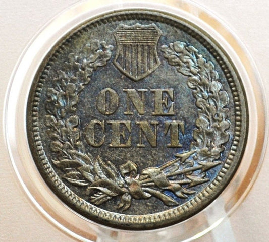 1860 Indian Head Penny - MS64 Choice Uncirculated, Superior Eye Appeal & Color - Round Bust - Prooflike Fields - 1860 Cent Indian Head 1860