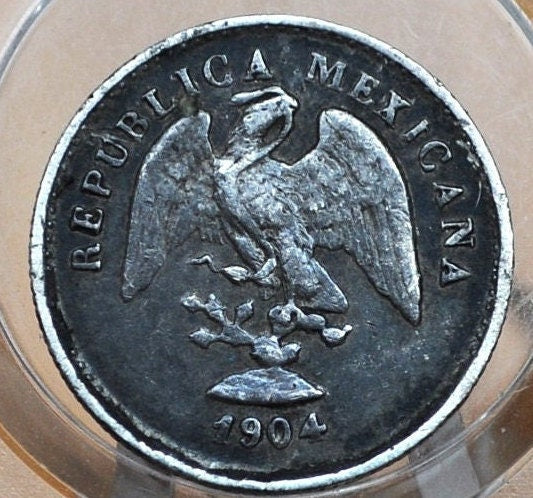 1904 Silver Centavos 5 Mexico - XF (Extremely Fine) Grade / Condition - Mexican Five Centavos 1904 Old Coin - Republic Mexciana 1904