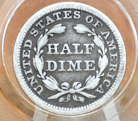 1854 Half Dime - VF (Very Fine); Great Detail - 1854 Seated Liberty Half Dime - Early American Coin - 1854 Silver Half Dime Liberty Seated