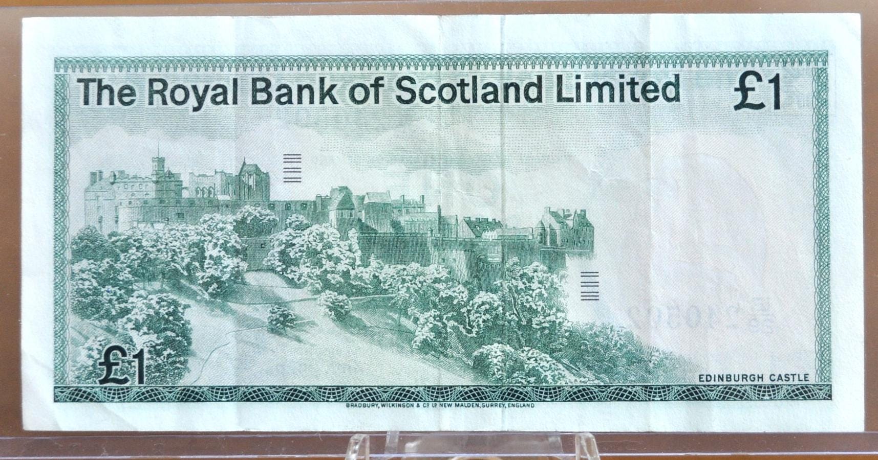 1977 Bank of Scotland 1 Pound Banknote - AU - The Royal Bank of Scotland Limited, Edinburgh Castle, Pick #336a, Obsolete Paper Money