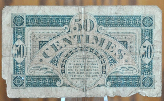 1917 France Mont-de-Marson Chamber of Commerce 50 Centimes Banknote - 1917 French Fifty Centimes Chamber of Commerce Banknote 1917