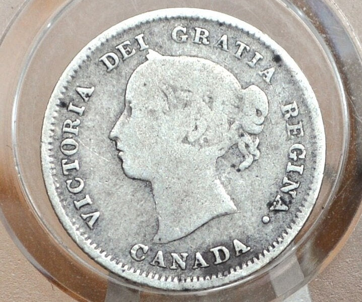 1885 Canadian Silver 5 Cent Coin - VF+ (Very Fine) - Queen Victoria - Canada 5 Cent Sterling Silver 1885 Canada Small 5