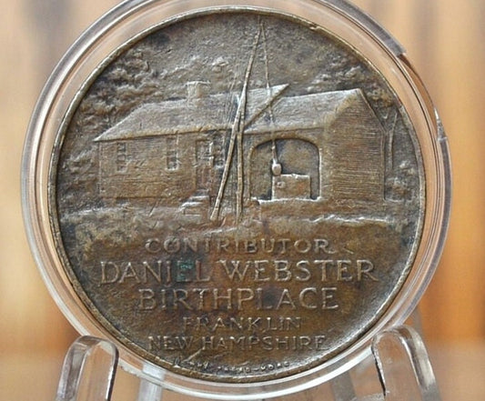 Daniel Webster / Franklin NH Commemorative Tokens - Franklin New Hampshire Town Medal - Daniel Webster 150th Anniversary Medal - Bronze