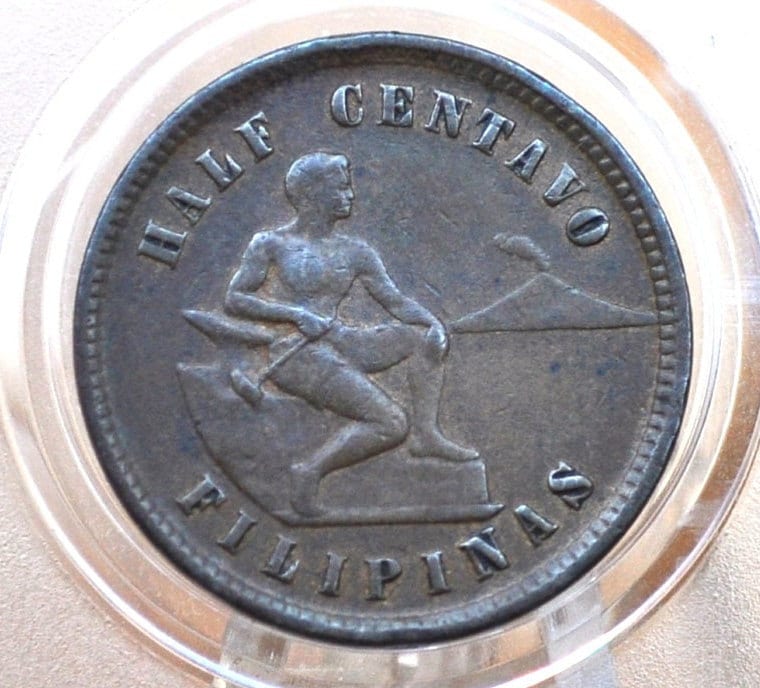 1903 Philippines Half Centavo - XF/AU (Extremely Fine+) Condition - Rarer Coin - 1903 Half Centavo Filipinas, Great Condition