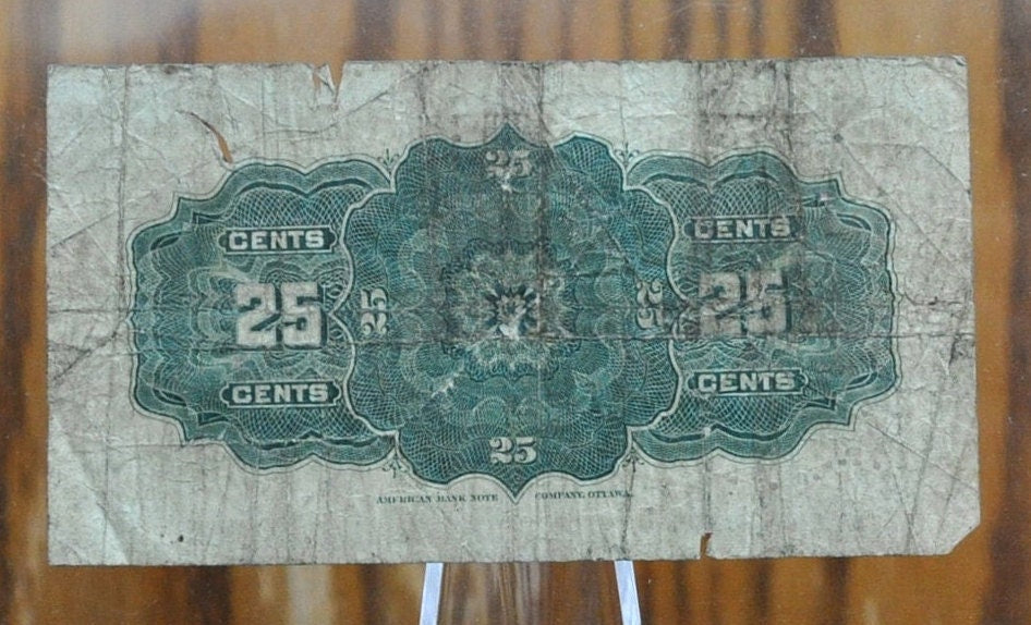 1900 25 Cent Fractional Note Dominion of Canada - 1900 Canadian Fractional Currency Twenty Five Cents - Great Design
