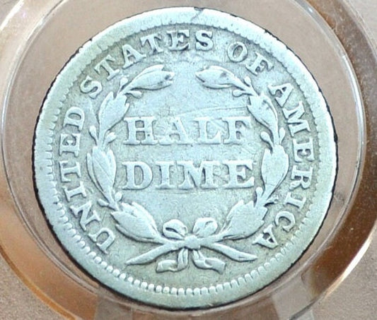 1854 Half Dime - VG (Very Good); Great Coin - 1854 Seated Liberty Half Dime - Early American Coin - 1854 Silver Half Dime Liberty Seated