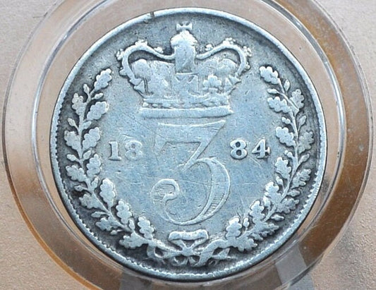 1881 Threepence Great Britain 3 Pence Silver - VF (Very Fine) Condition, Great Detail - Queen Victoria - UK 3 Pence Silver 1881