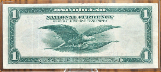 1918 1 Dollar Federal Reserve Bank Note Large Size Fr#722 - AU, Crisp Note, Richmond, 1918 One Dollar Bill, Old US Paper Money, Horseblanket