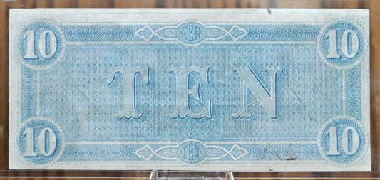1864 Confederate States of America Ten Dollar Bill - Civil War Issue Banknote - Confederate 10 Dollar Bill - Richmond VA, T-68 / CS-68