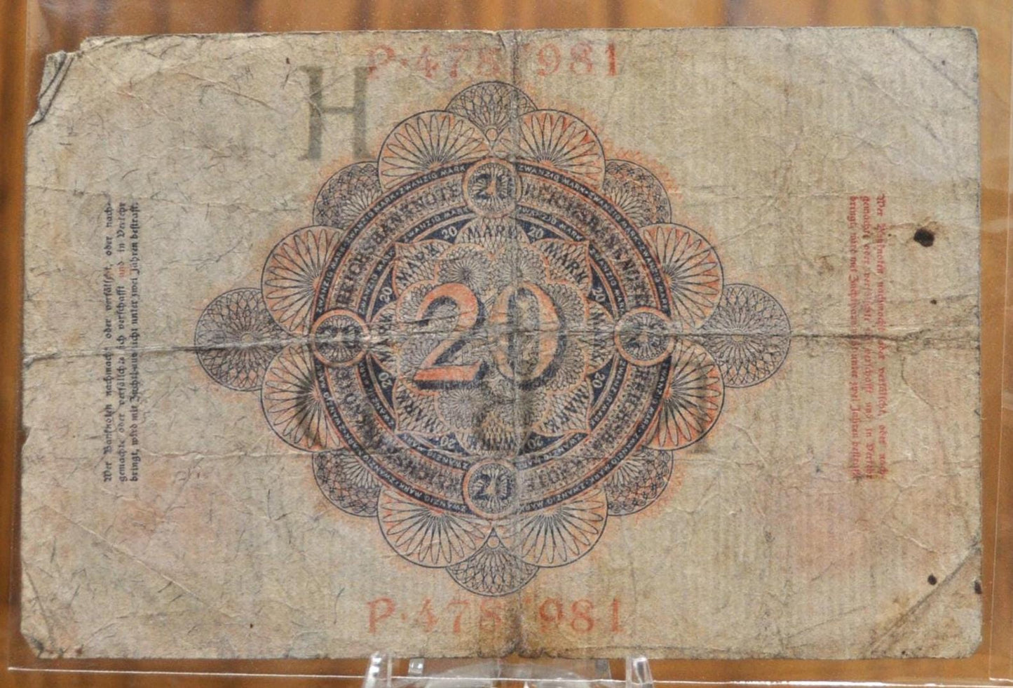 1907 20 Mark German Paper Note - Reichsbanknote - Great Condition - Twenty Marks 1907 Germany