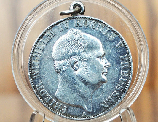 Super Cool 1855A Prussian Silver 1 Thaler - Modified For Pendent - AU Condition -