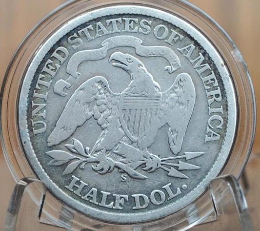 1869-S Seated Liberty Half Dollar - VG+, Great Detail - 1869S Liberty Seated Silver Half Dollar 1869 S Mint Half - Authentic, Rarer Date!
