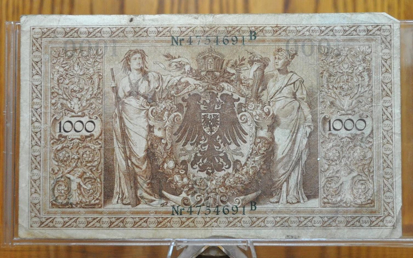 1910 1000 Mark German Paper Note - Reichsbanknote - Green Seal, Reprint Issue - Pre-WWI Germany- 1910 One Thousand Mark Note - P#45b
