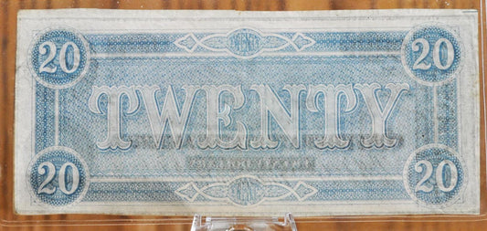 1864 Confederate States of America 20 Dollar Bill - Civil War Issue Banknote - Confederate Twenty Dollar Bill - T-67 / CS-67