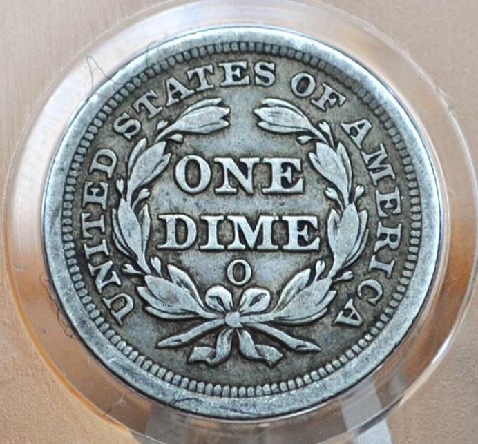1854-O Seated Liberty Dime - Choice VF (Very Fine); Great Coin 1854O Silver Dime / 1854 O Liberty Seated Dime With Arrows, 1854O Dime