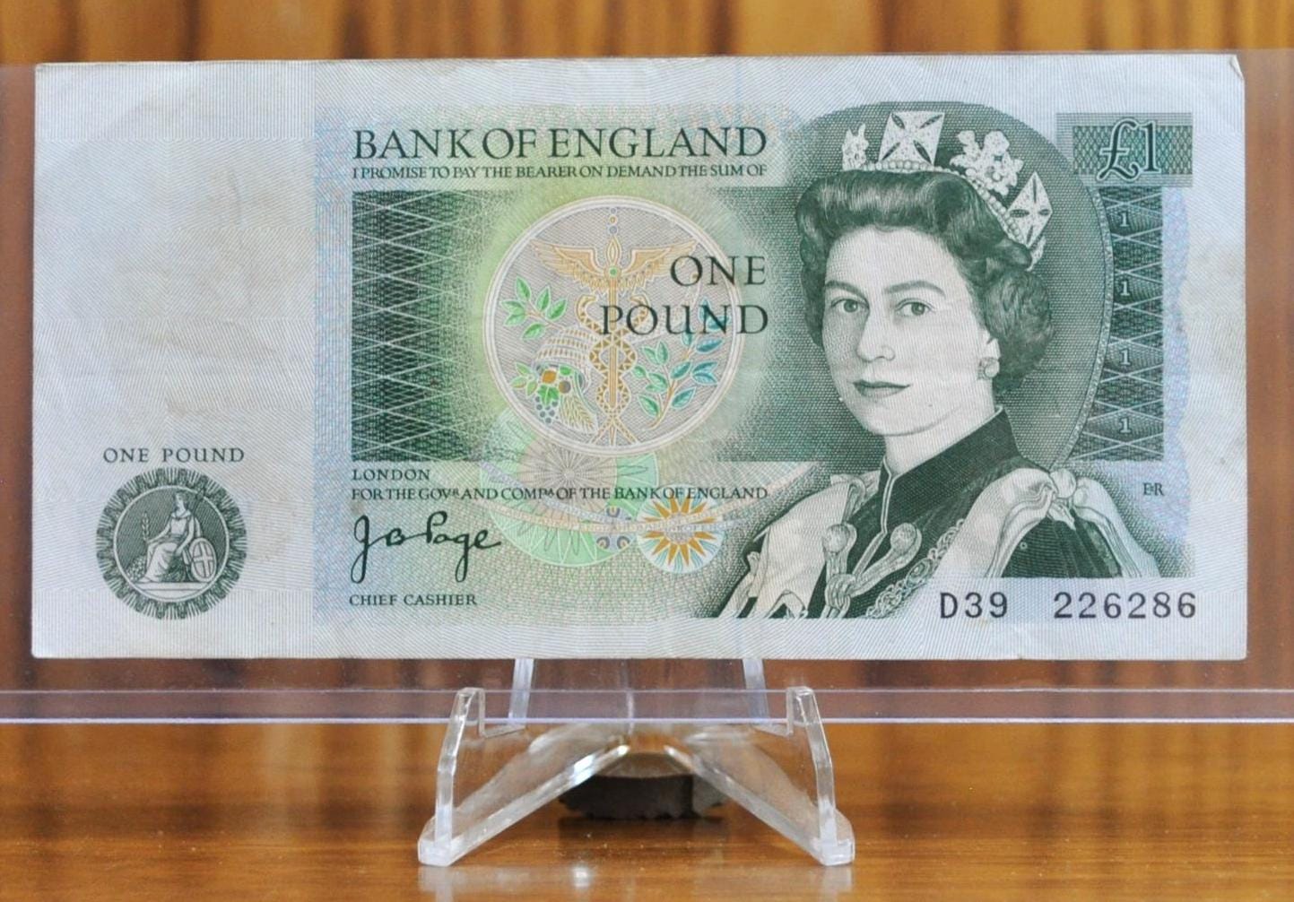 1978 80 Bank Of England 1 Pound Note J B Page Signature Queen Eliz 1978-80-bank-of-england-1-pound-note-j-b-page-signature-queen-eliz