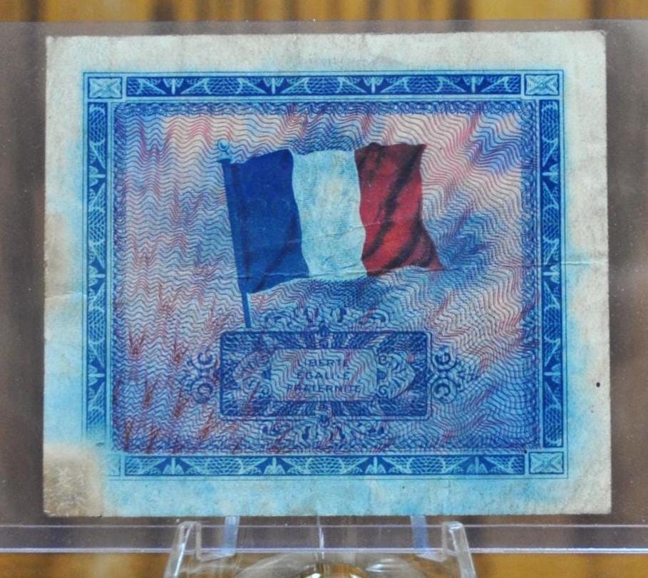 1944 France Allied Military 5 Franc Paper Note - WWII Era Allied Franc Note - Series 2- 1944 French Five Francs Allied Military Note- P#115b