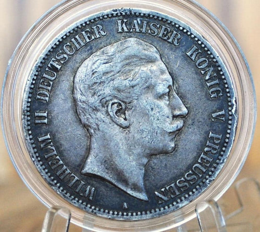 1902 German States 5 Mark Prussia Silver - AU (About Uncirculated) - Germany 1902 Funf Mark German Silver Coin - Great coin for a collection