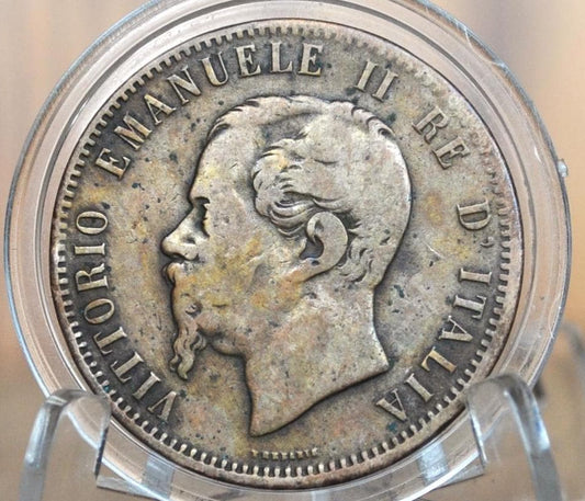 1866 Italian 10 Centesimi - Great Condition - 1866 10 Cent Coin Italy - Vittorio Emanuele II - Copper