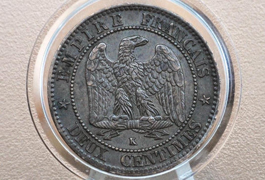 1862 K 2 Centimes Coin France - Choice AU (About Uncirculated) - Deux Centimes 1862 K France - Napoleon Iii - High Grade, Great Coin